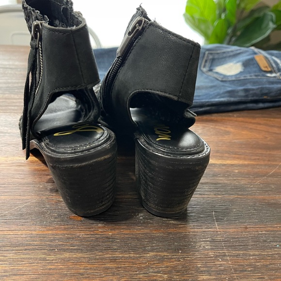 Sam Edelman Leather Cooper Boho black brown peep toe sandal booties 6.5 - Picture 8 of 8